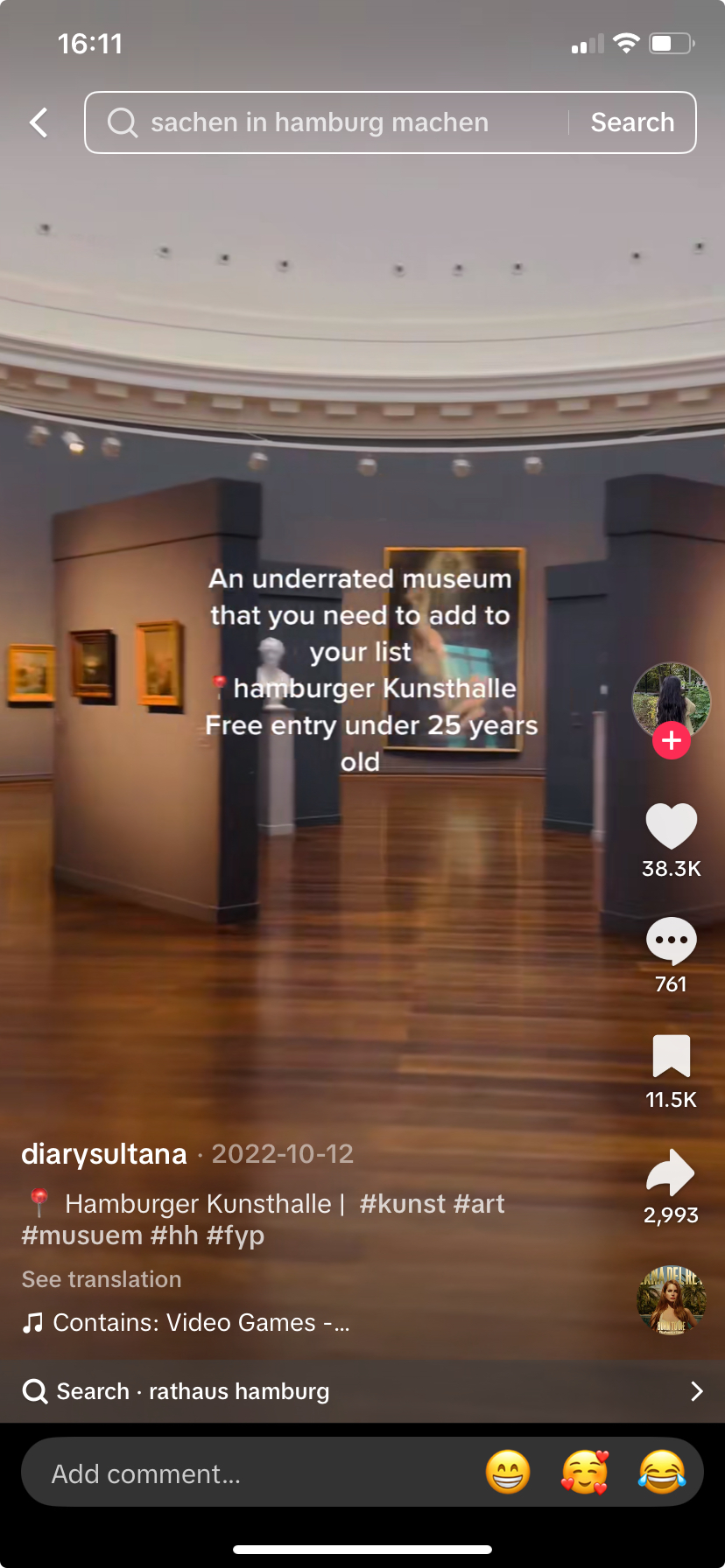 Museum TikTok clip
